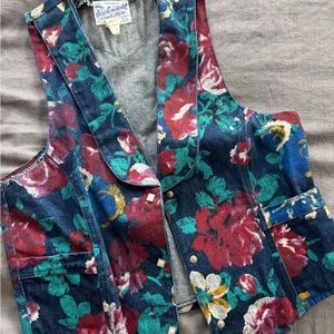 Floral Denim Vest